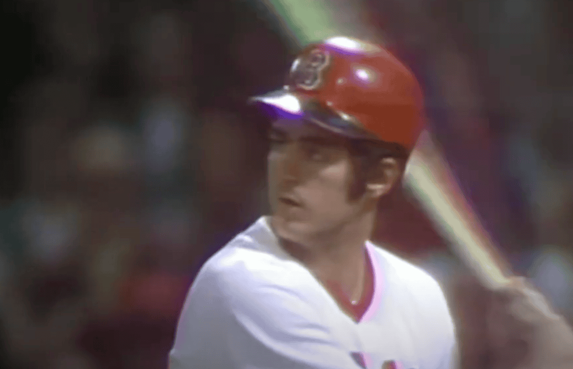 Image showing Fred Lynn celebrating his MVP rookie season achievements in 1975.